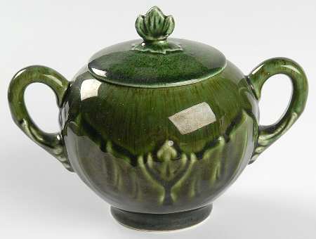 Woodfield Dark Green (Tropic) Footed Sugar Bowl & Lid