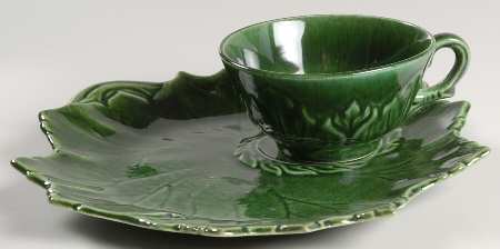 Woodfield Dark Green (Tropic) Tea & Toast Snack Set (Flat Cup)