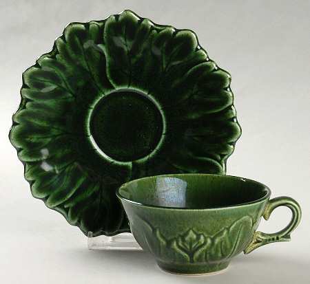 Woodfield Dark Green (Tropic) Flat Cup & Saucer Set