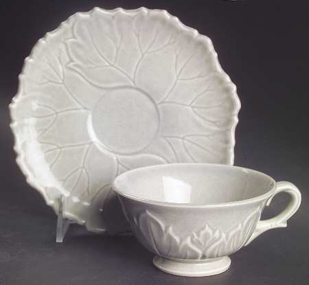 Woodfield Dove Gray Footed Cup & Saucer Set