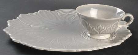 Woodfield Dove Gray Video Snack Set w/Footed Cup