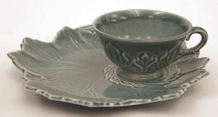 Woodfield Seafoam Green (Jungle) Tea & Toast Snack Set (Footed Cup)