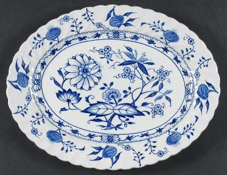 Blue Lily 12" Oval Serving Platter