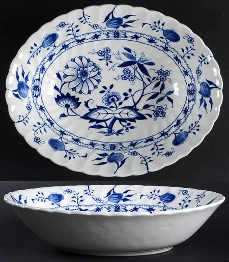Blue Lily 9" Oval Vegetable Bowl