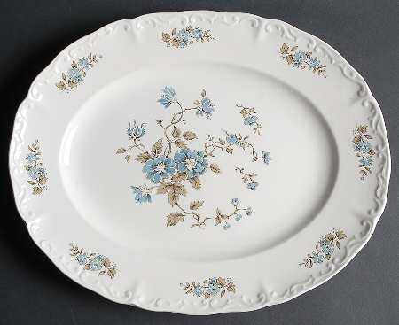 Blossomtime Blue 14" Oval Serving Platter