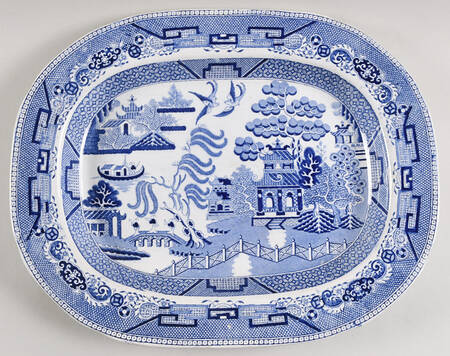 Blue Willow 15" Oval Serving Platter