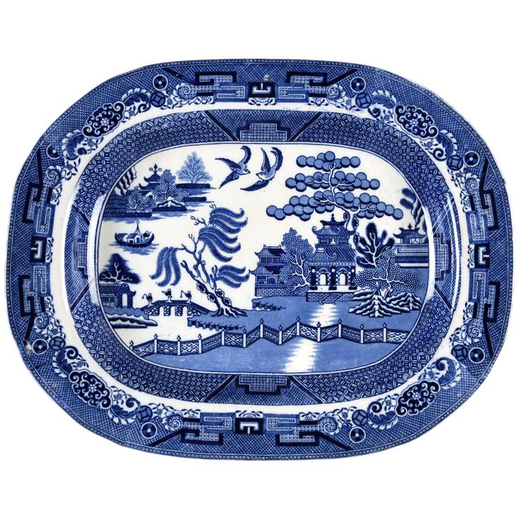 Blue Willow 17" Oval Serving Platter
