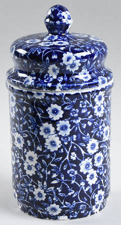 Calico Blue (Burleigh Stamp) Apothecary Jar & Lid