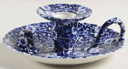 Calico Blue (Burleigh Stamp) Handled Candleholder