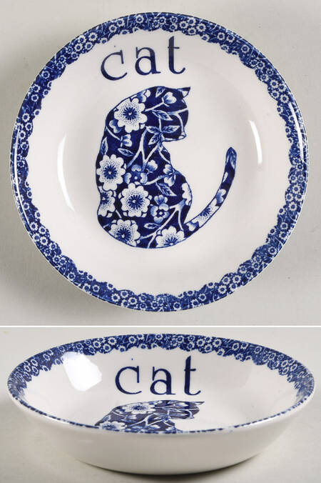 Calico Blue (Burleigh Stamp) Small Pet Bowl