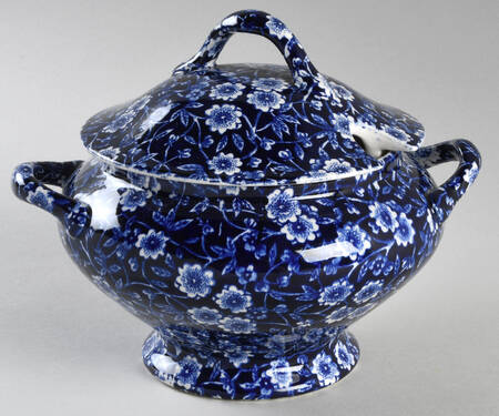 Calico Blue (Burleigh Stamp) Sauce Boat & Lid