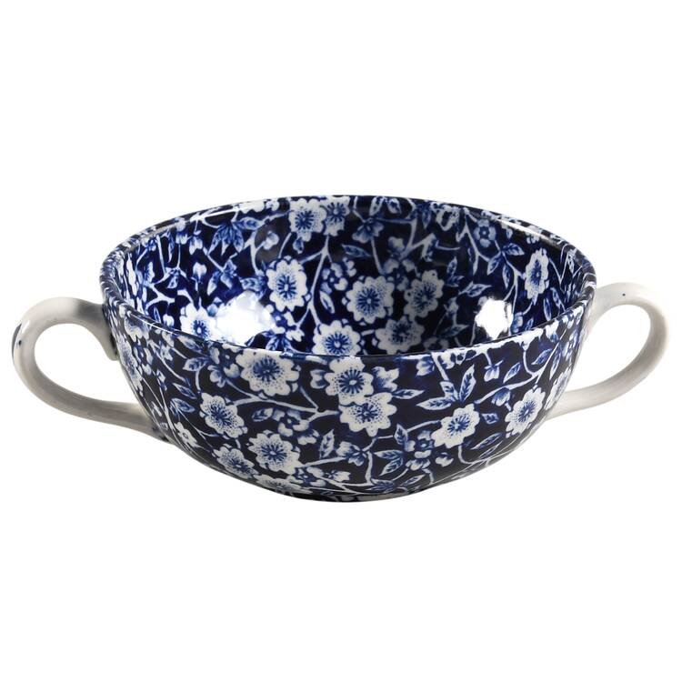 Calico Blue (Burleigh Stamp) Flat Cream Soup Bowl