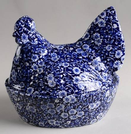 Calico Blue (Burleigh Stamp) Hen On Nest