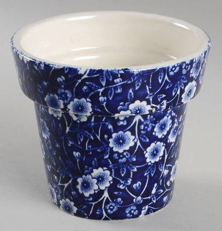 Calico Blue (Burleigh Stamp) 3" Flower Pot