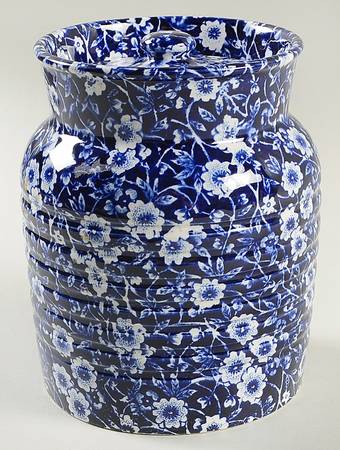 Calico Blue (Burleigh Stamp) 5" Storage Jar & Lid