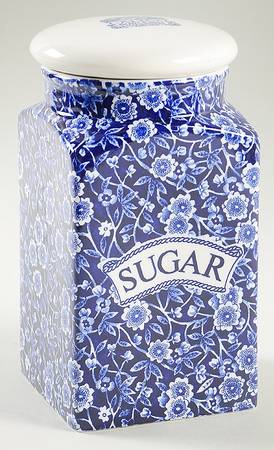 Calico Blue (Burleigh Stamp) Square Sugar Canister & Lid