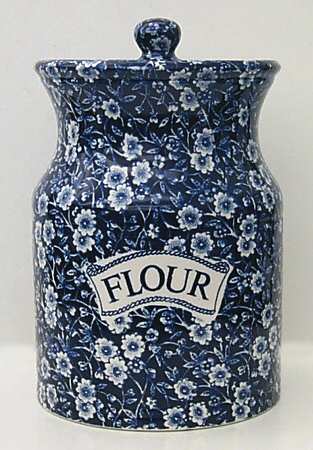 Calico Blue (Burleigh Stamp) Flour Canister & Lid