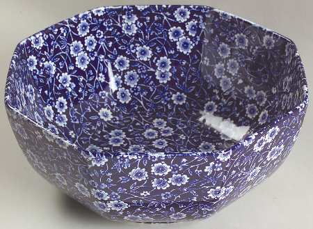 Calico Blue (Burleigh Stamp) 8" Octagonal Vegetable Bowl