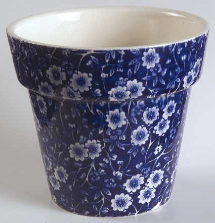 Calico Blue (Burleigh Stamp) 4" Flower Pot