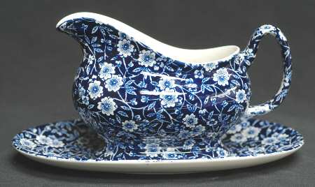 Calico Blue (Burleigh Stamp) Gravy Boat & Underplate