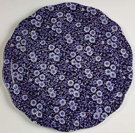 Calico Blue (Burleigh Stamp) Flat Scalloped Cake Plate
