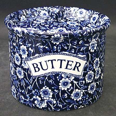 Calico Blue (Burleigh Stamp) Butter Tub & Lid