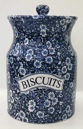 Calico Blue (Burleigh Stamp) Biscuit Barrel & Lid