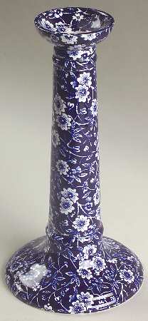 Calico Blue (Burleigh Stamp) 8" Tall Candlestick