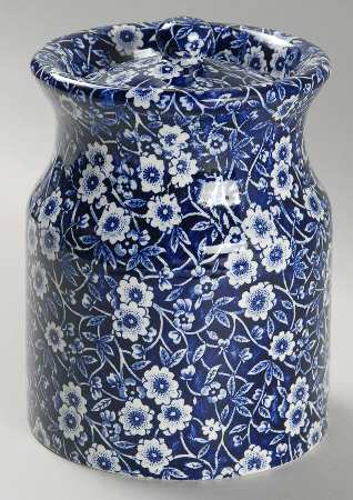 Calico Blue (Burleigh Stamp) 5" Storage Jar & Lid