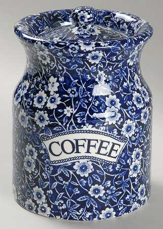 Calico Blue (Burleigh Stamp) Coffee Canister & Lid
