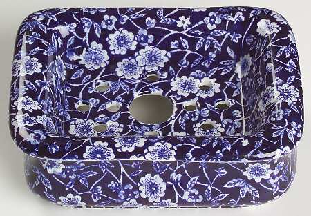 Calico Blue (Burleigh Stamp) 2-Piece Soap Dish (Bowl and Strainer)