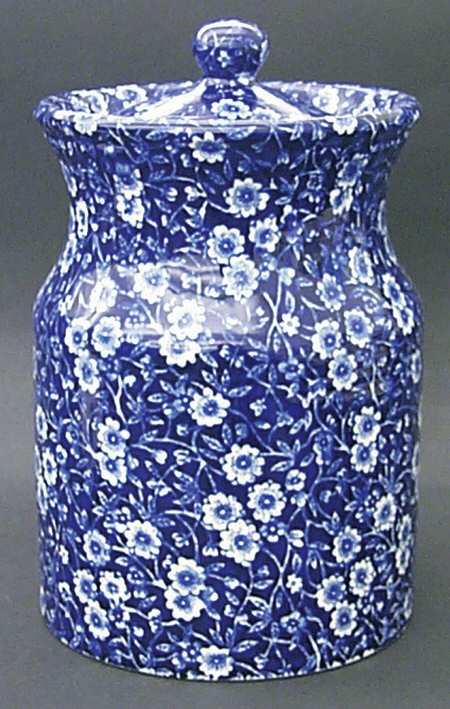 Calico Blue (Burleigh Stamp) 7" Storage Jar & Lid