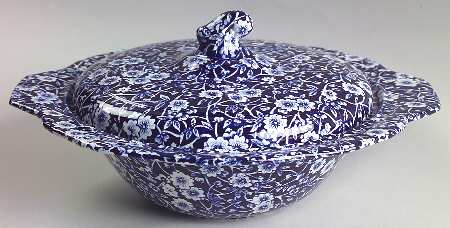 Calico Blue (Burleigh Stamp) Round Covered Vegetable
