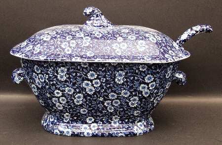 Calico Blue (Burleigh Stamp) Tureen & Lid w/Ladle