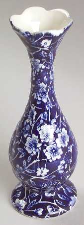 Calico Blue (Burleigh Stamp) 5" Bud Vase