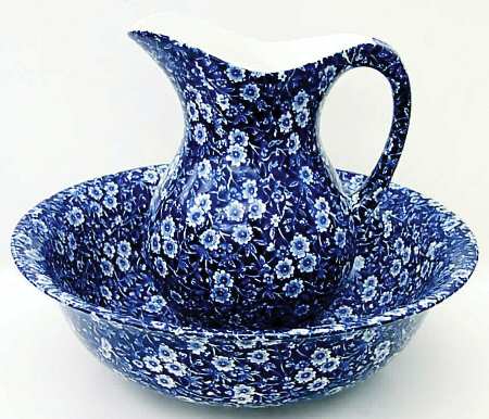 Calico Blue (Burleigh Stamp) 32 Oz Pitcher & Bowl Set