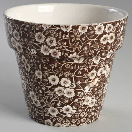 Calico Brown 5" Flower Pot