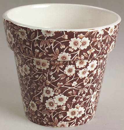 Calico Brown 4" Flower Pot