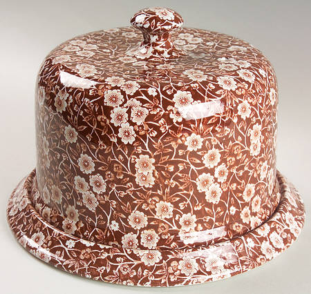 Calico Brown Round Cheese Dish & Lid
