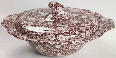 Calico Brown Round Covered Vegetable