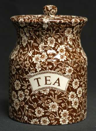 Calico Brown Tea Canister & Lid
