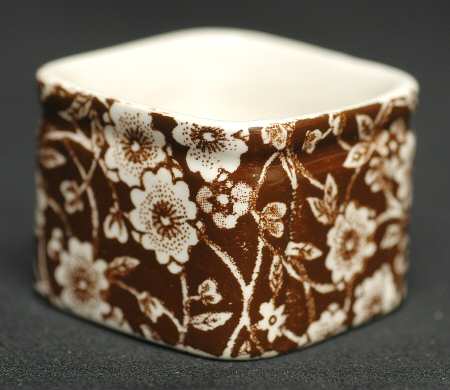 Calico Brown Square Open Sugar Bowl