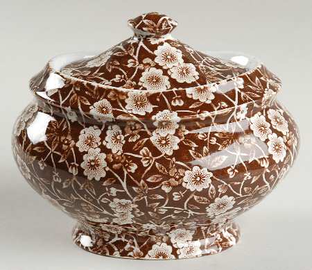 Calico Brown Sugar Bowl & Lid by Staffordshire