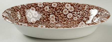 Calico Brown 9" Oval Vegetable Bowl