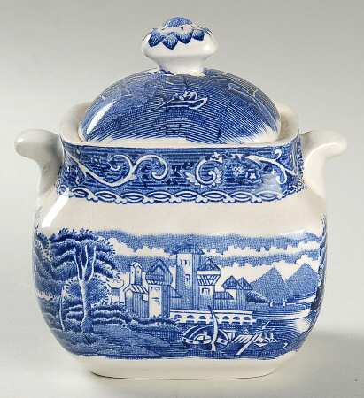 Canterbury Blue Sugar Bowl & Lid