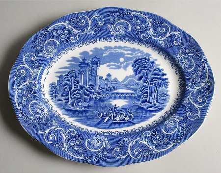 Canterbury Blue 12" Oval Serving Platter
