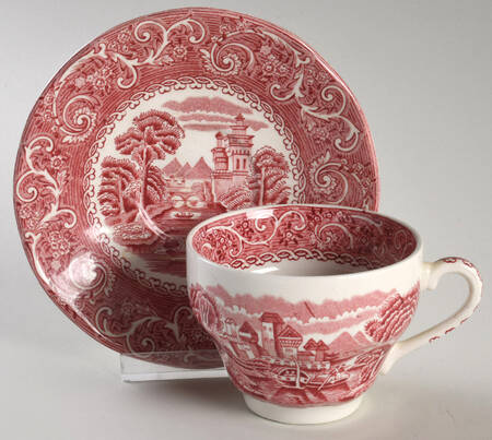 Canterbury Red Flat Cup & Saucer Set