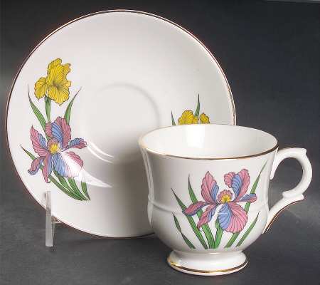 Iris Footed Cup & Saucer Set