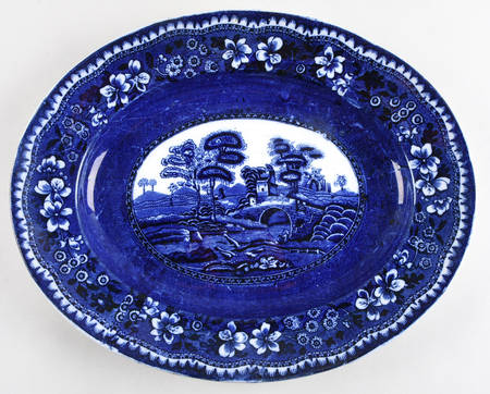 Old Tower Blue 14" Oval Serving Platter