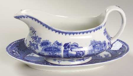 Old Tower Blue Gravy Boat & Underplate